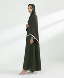 Embroidered Button Through Abaya Set