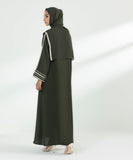 Embroidered Button Through Abaya Set