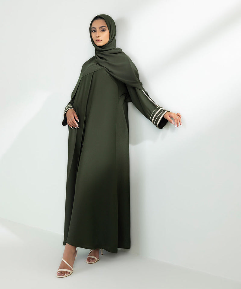 Embroidered Button Through Abaya Set