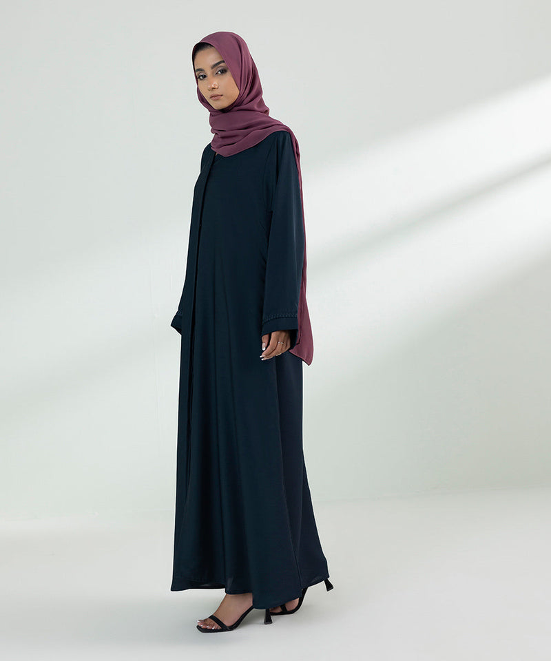 Embroidered Button Through Abaya