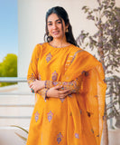 3 Piece - Embroidered Raw Silk Suit