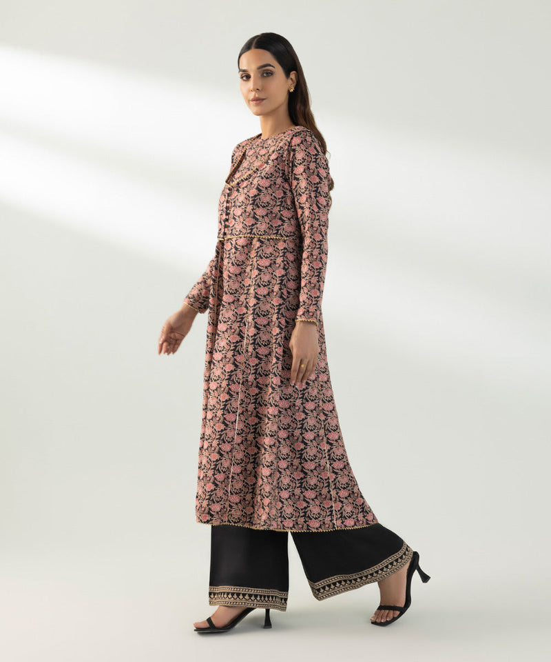 3 Piece - Embroidered Raw Silk Suit