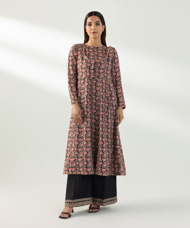 3 Piece - Embroidered Raw Silk Suit