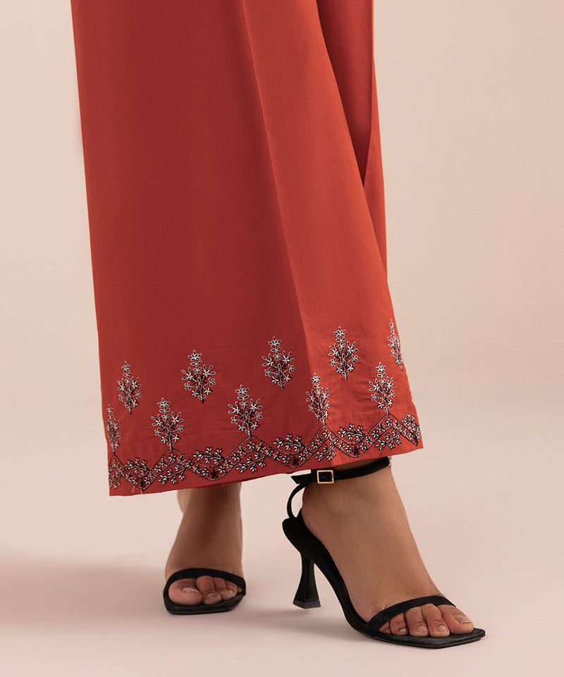 Embroidered Cambric Flared Pants