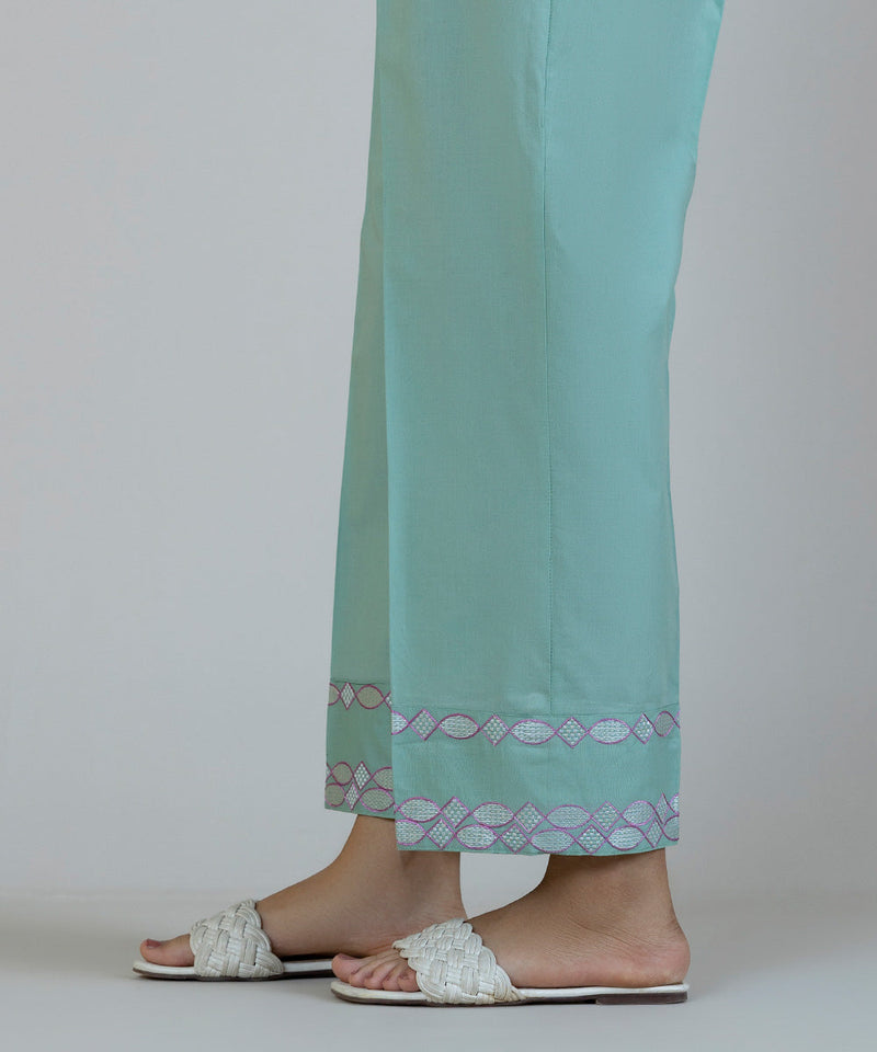 Embroidered Cambric Straight Pants