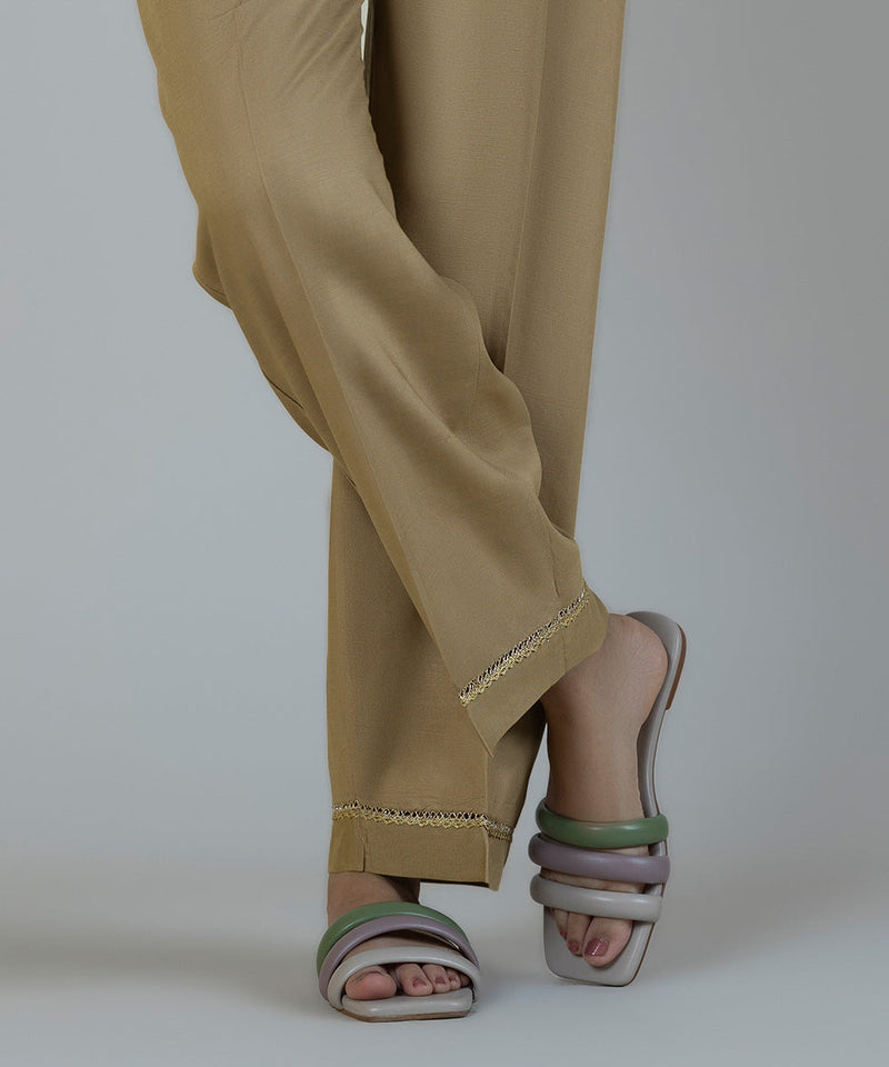 Raw Silk Straight Pants