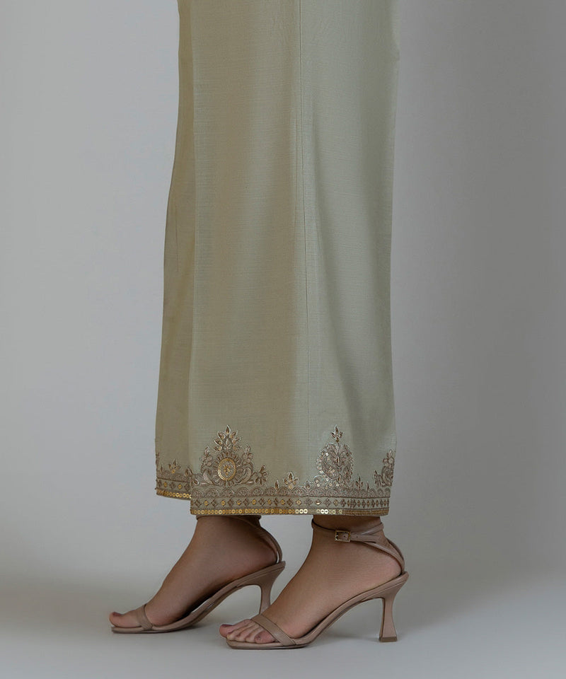 Embroidered Raw Silk Culottes
