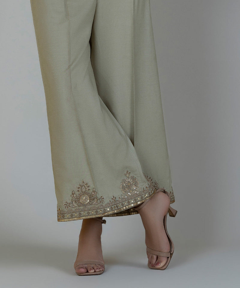 Embroidered Raw Silk Culottes