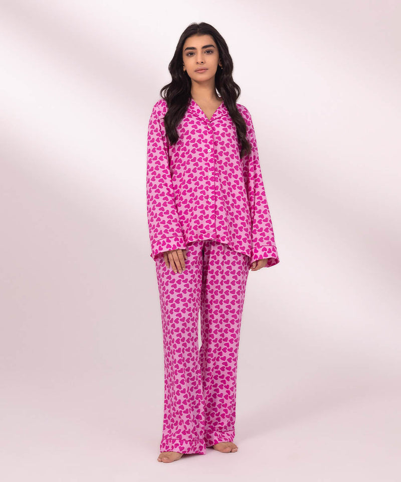 Heart Printed Viscose PJ Set