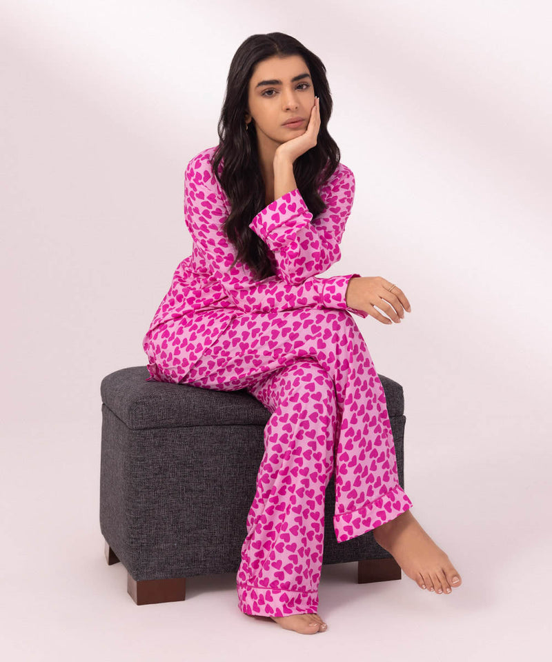 Heart Printed Viscose PJ Set