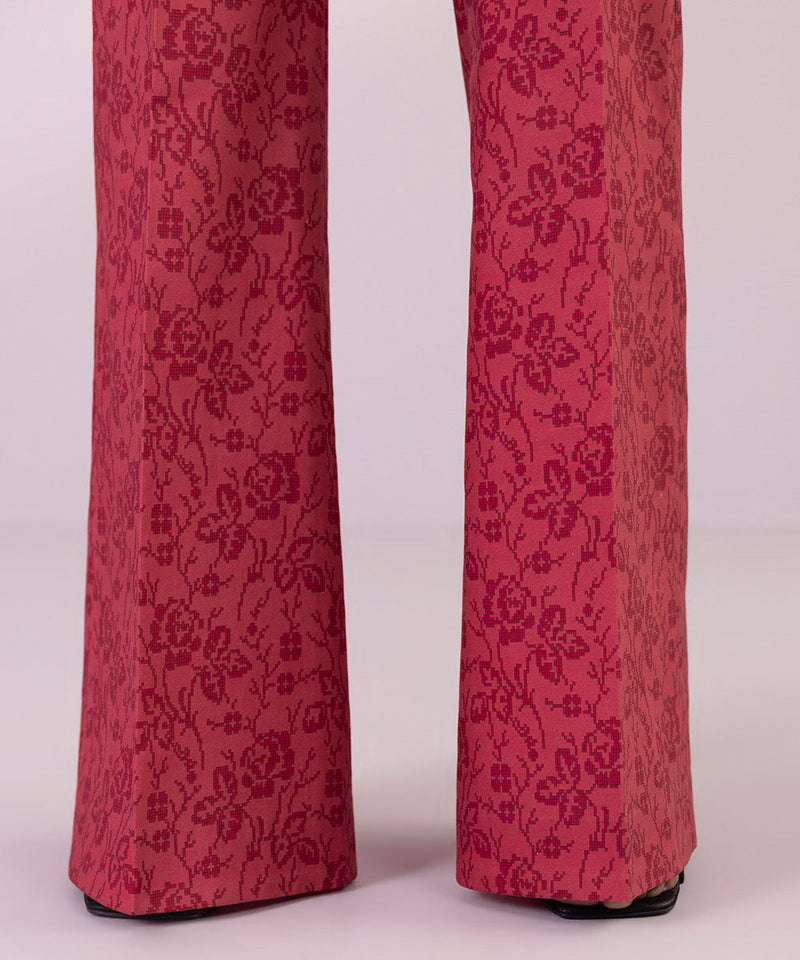 Printed Cambric Boot-cut Pants