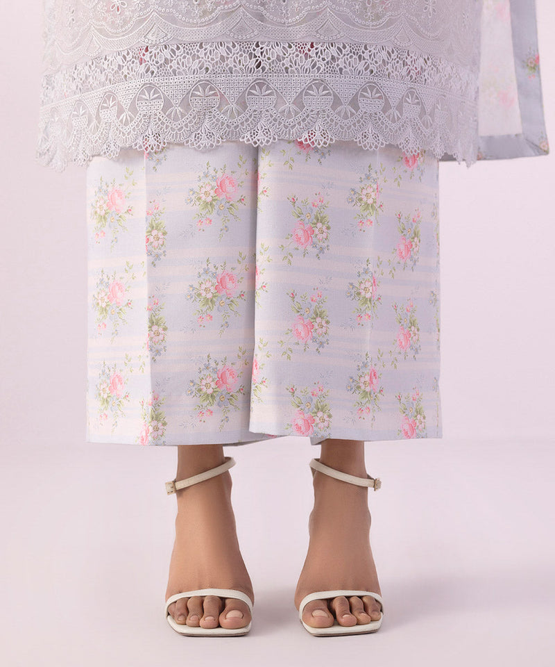 Printed Cambric Boot-cut Pants