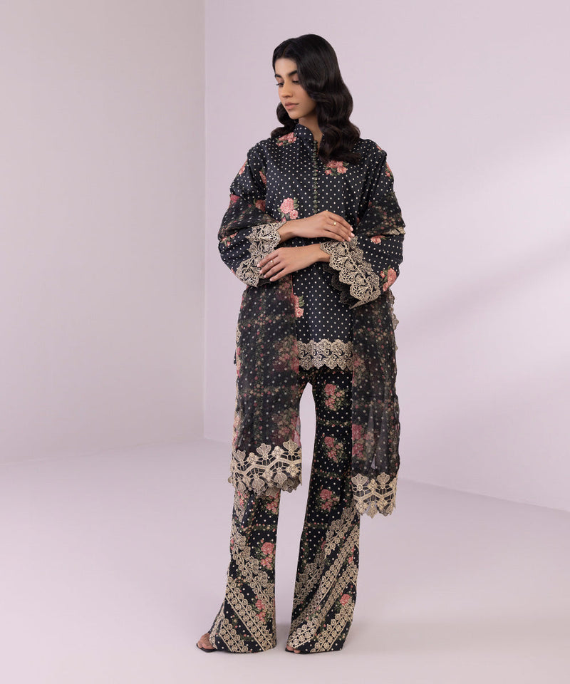 Printed Cambric Boot-cut Pants