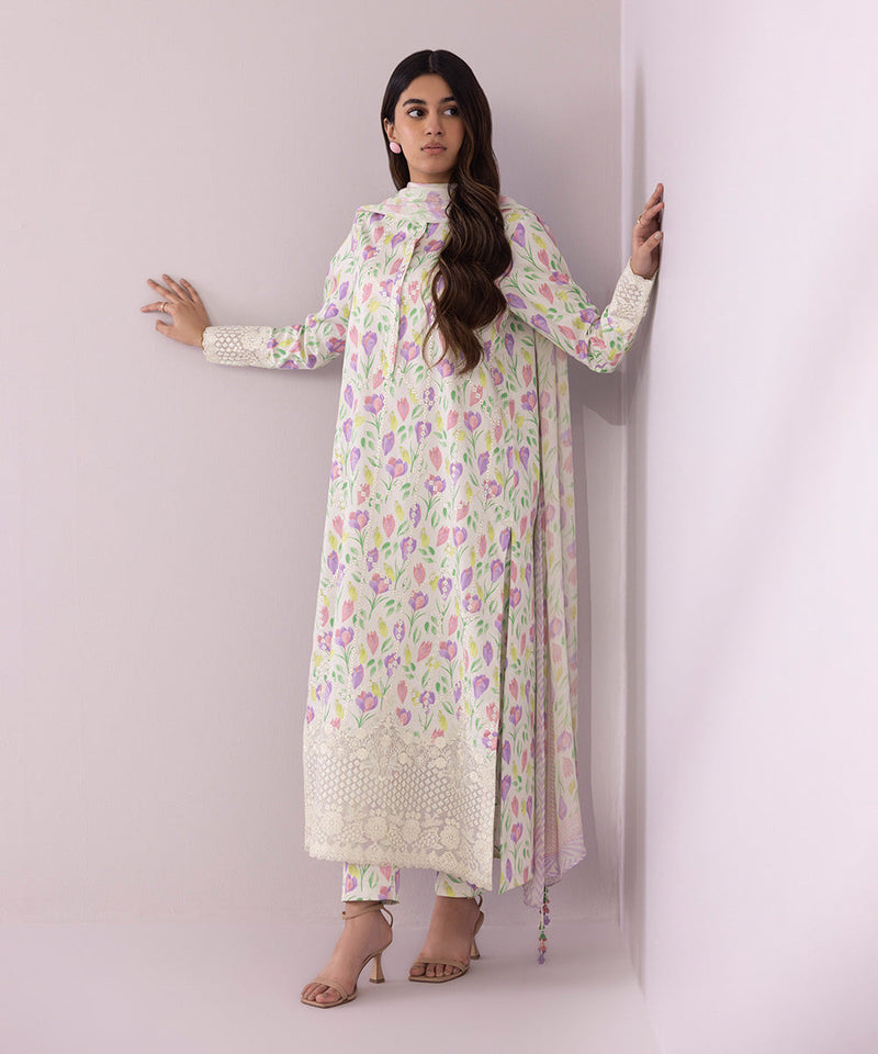 Printed Cambric Cigarette Pants