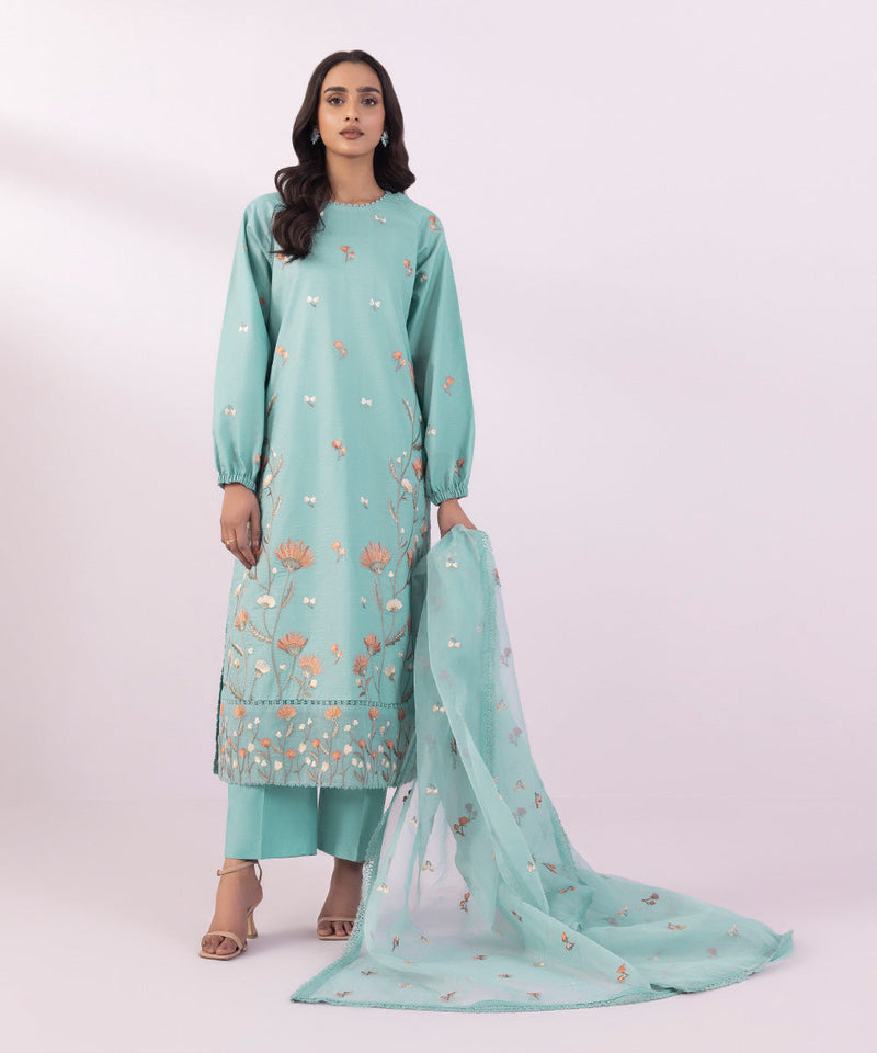 3 Piece - Embroidered Zari Lawn Suit
