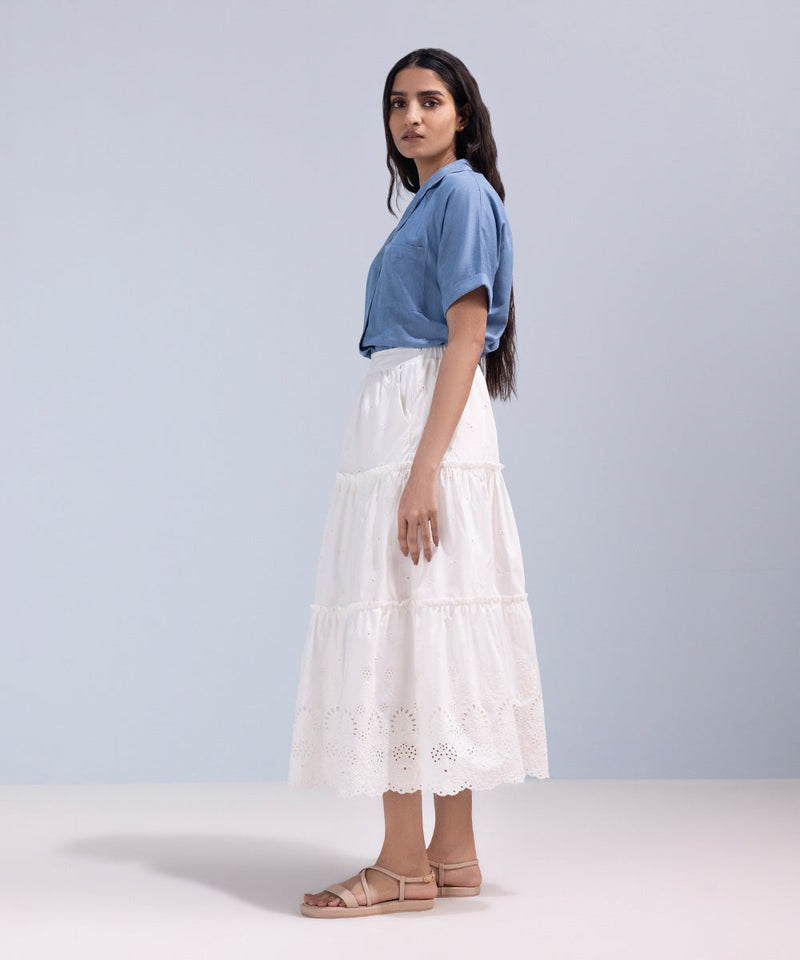 Tier Skirt With Embroidery
