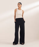 Wide Leg Jersey Trousers