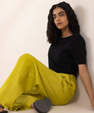 Seersucker Wide Leg Trousers