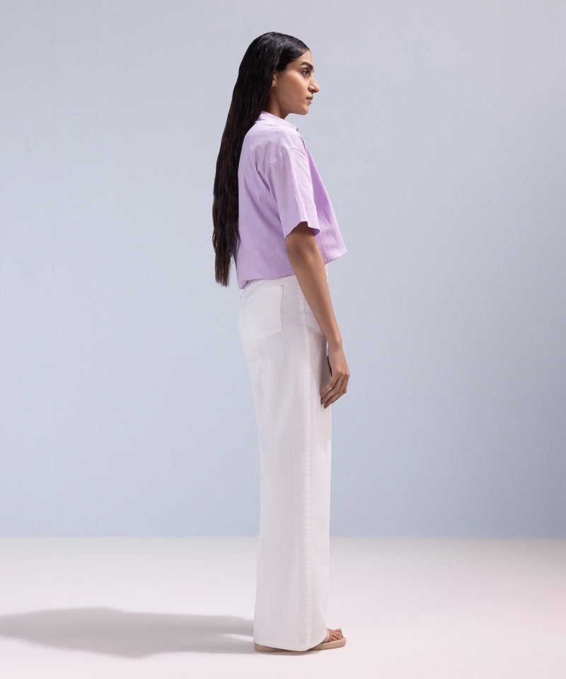 Wide Leg Twill Trousers