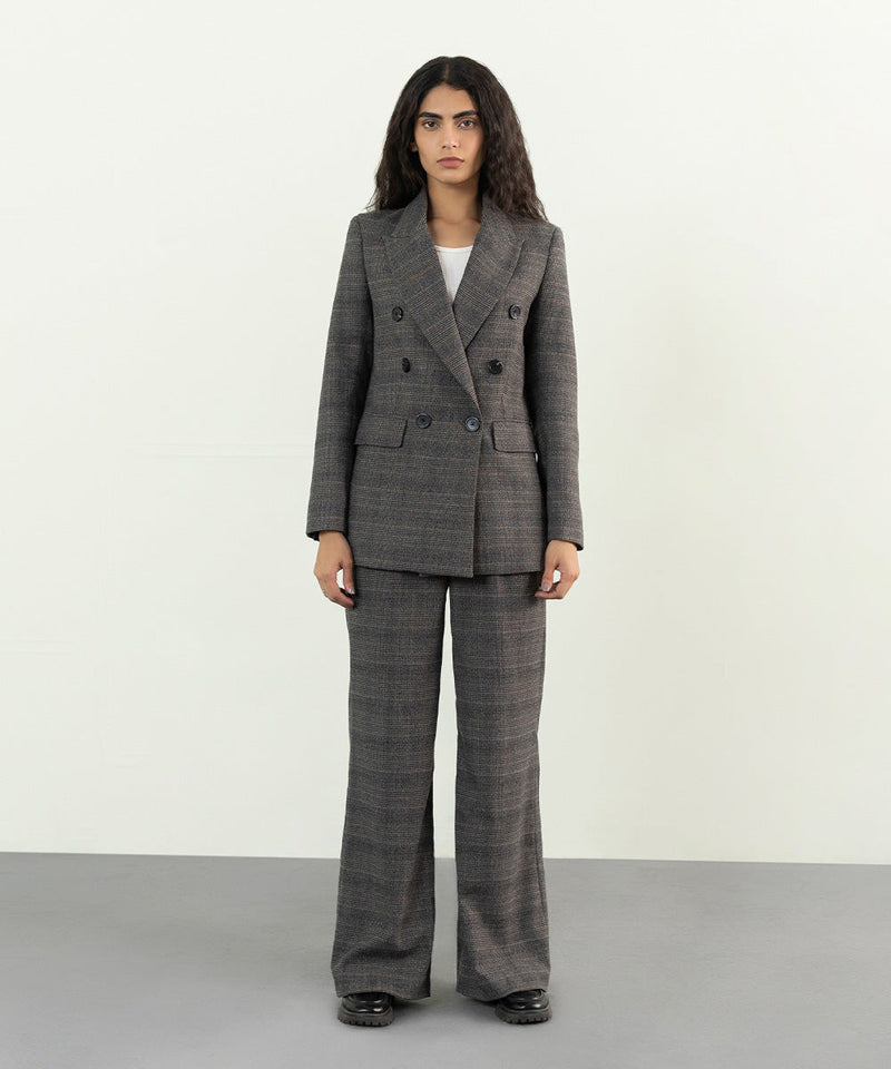 Plaid Double Breasted Blazer