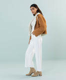 Cropped Suede Coat With Sherpa Trims