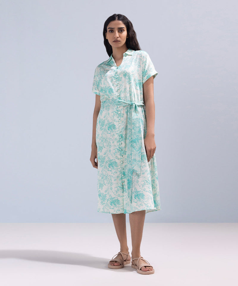 Printed Kimono Dress With Belt