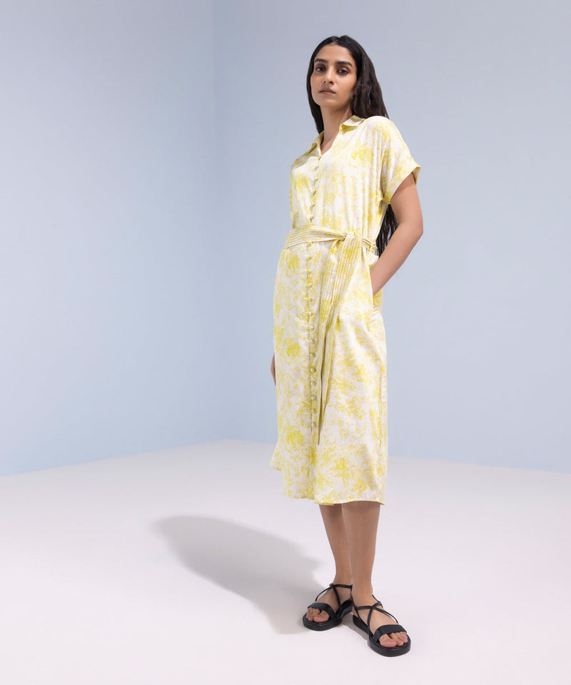 Printed Kimono Dress With Belt