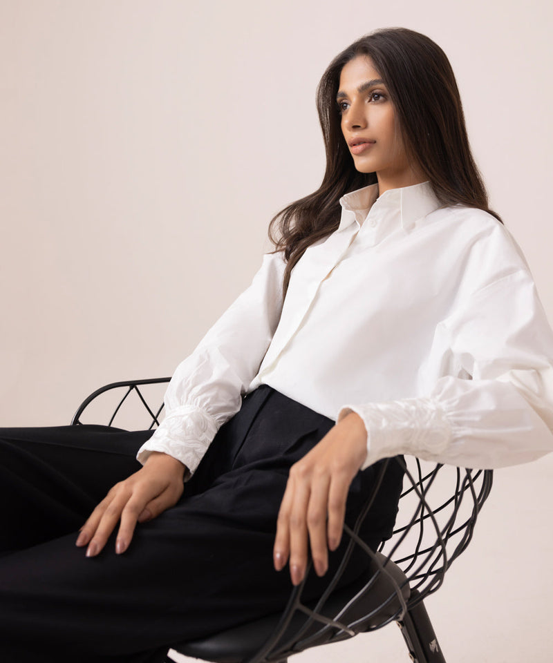 Poplin Shirt With Embroidered Cuffs
