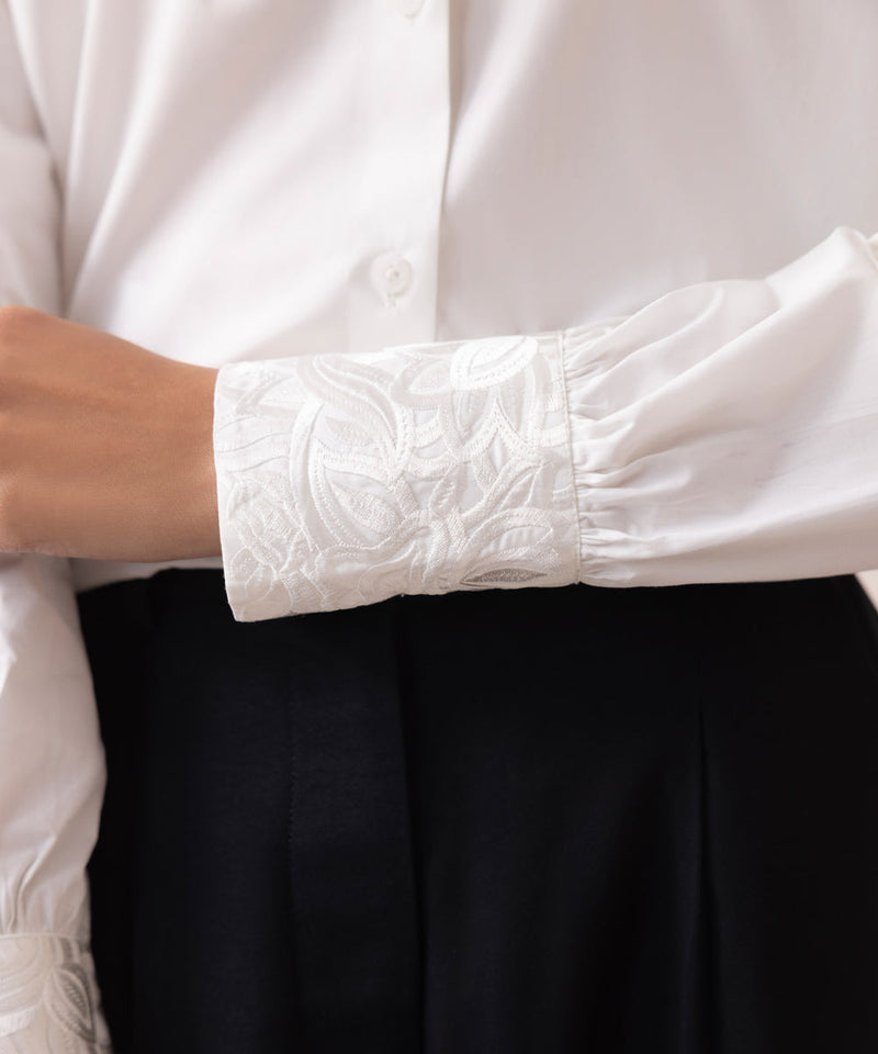 Poplin Shirt With Embroidered Cuffs