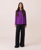 Slash Neck Purple Blouse