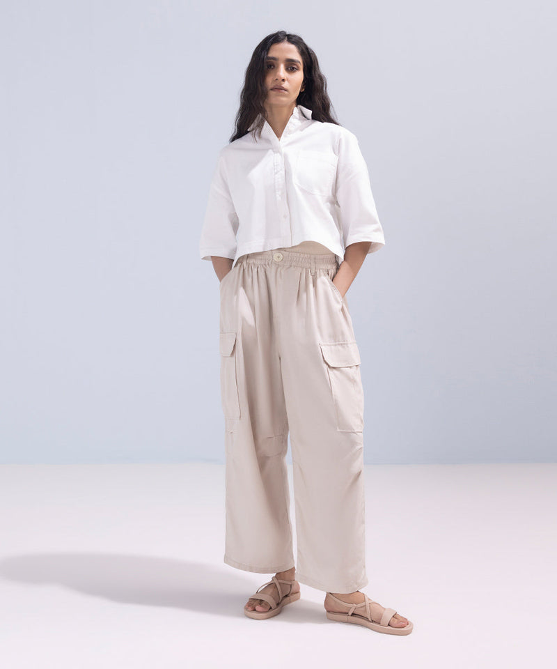 Cotton Twill Cropped Shirt