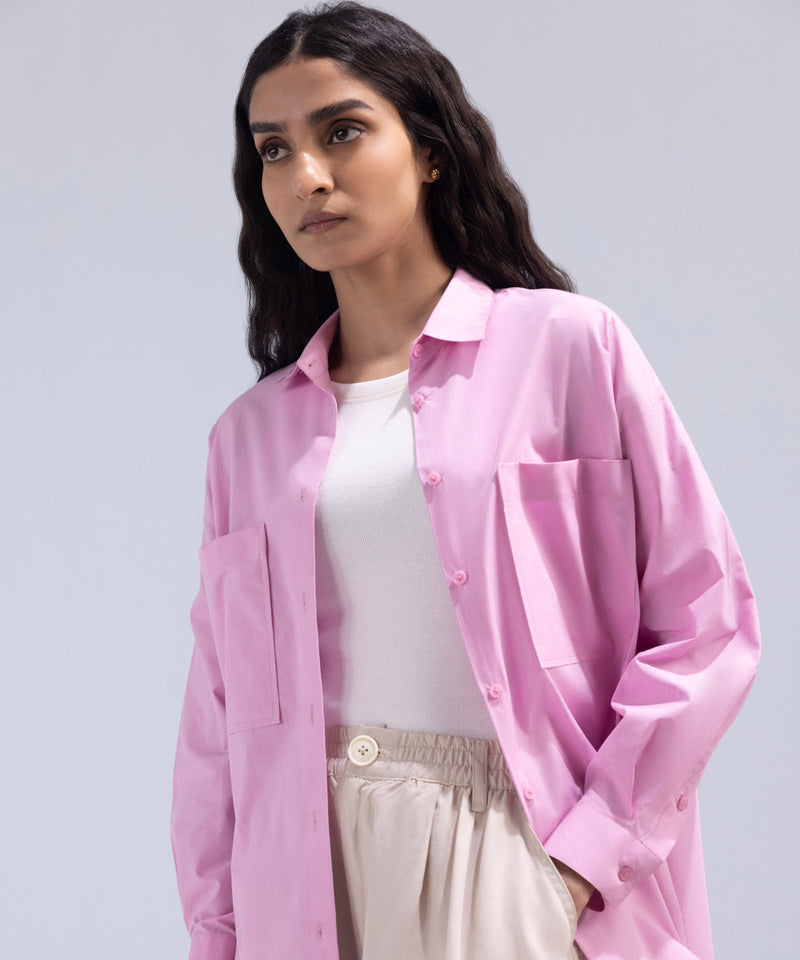 Oversized Poplin Shirt With Pockets