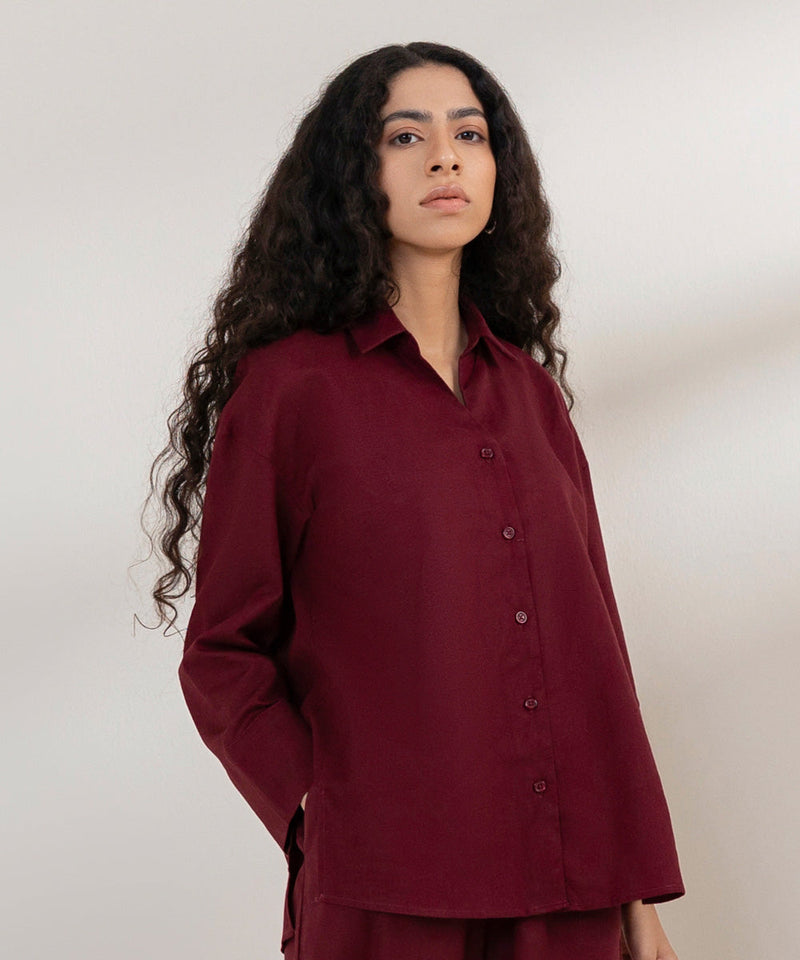 Linen Shirt With Side Gusset