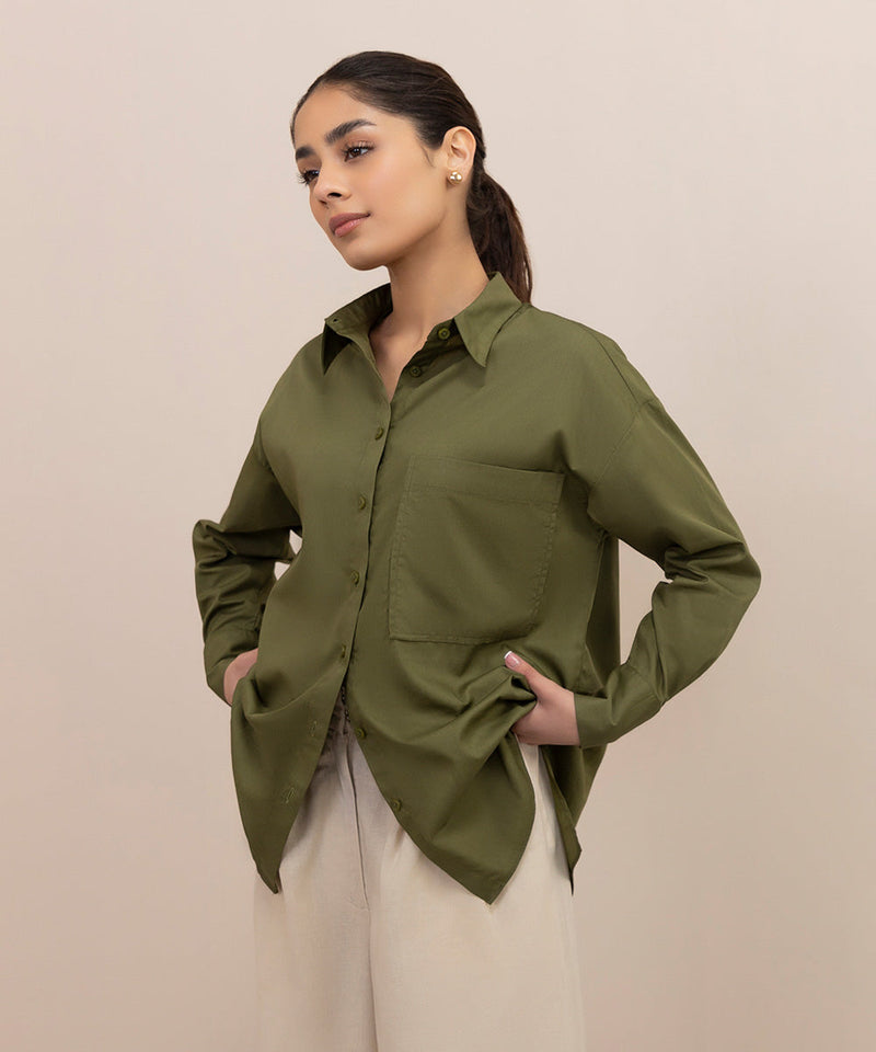 Oversized Shirt With Dropped Back