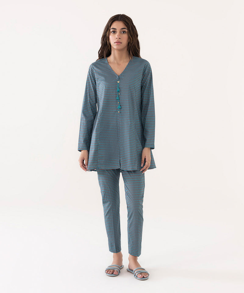 2 Piece - Printed Lycra Lawn Suit