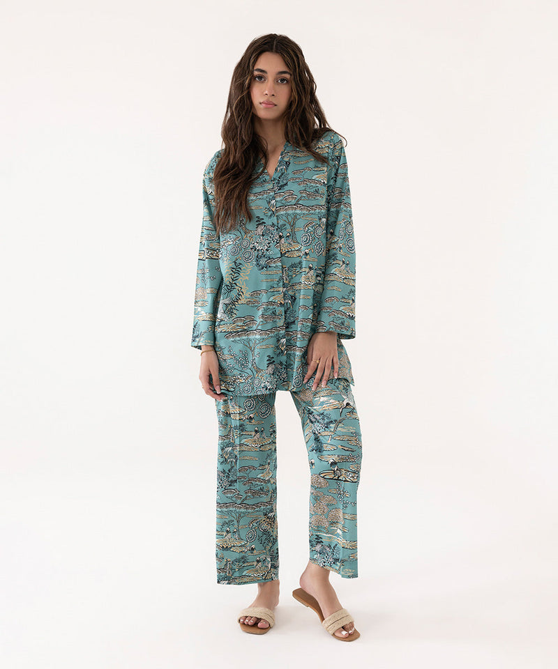 2 Piece - Printed Lycra Lawn Suit