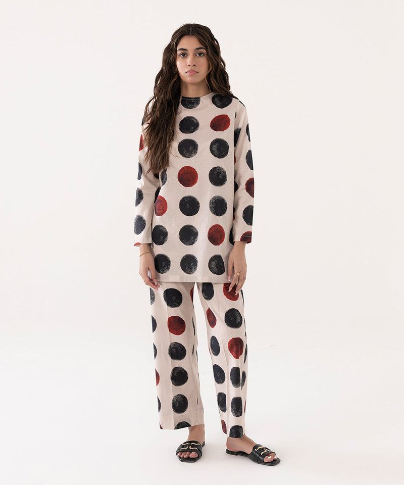 2 Piece - Printed Lycra Lawn Suit