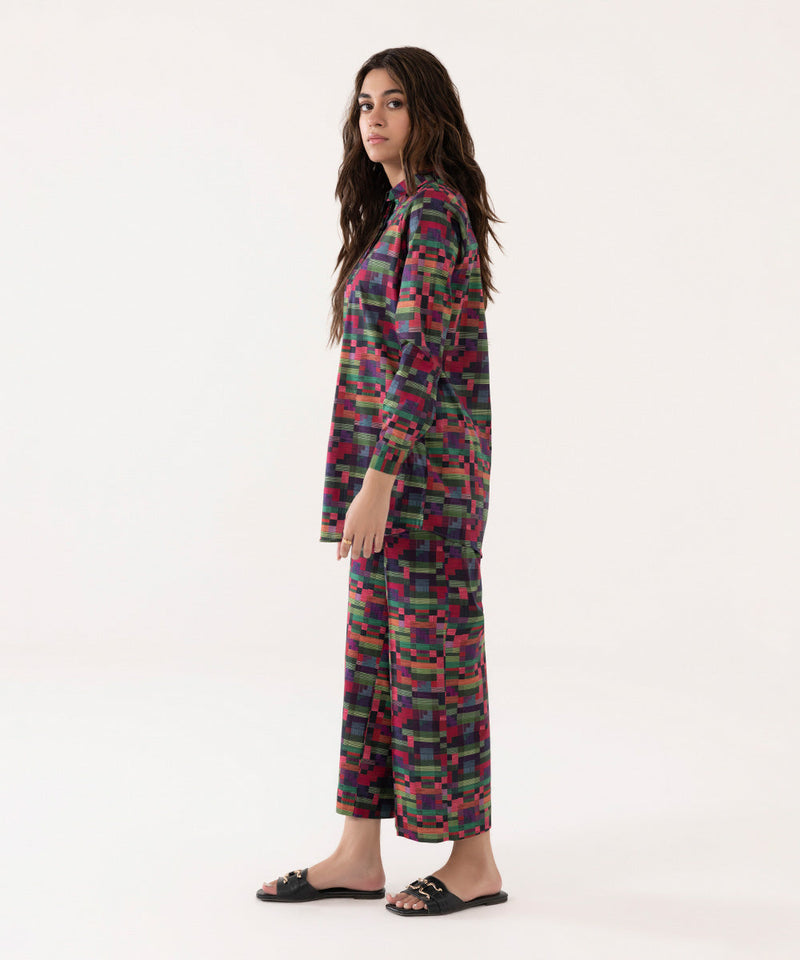 2 Piece - Printed Lycra Lawn Suit