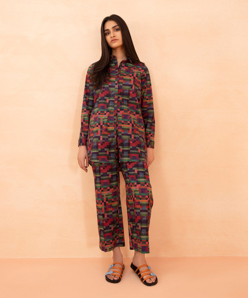 2 Piece - Printed Lycra Lawn Suit