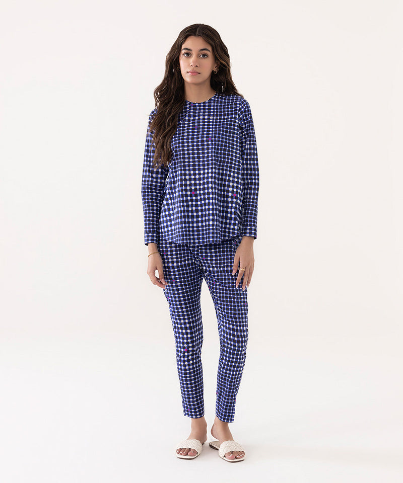 2 Piece - Printed Lycra Lawn Suit