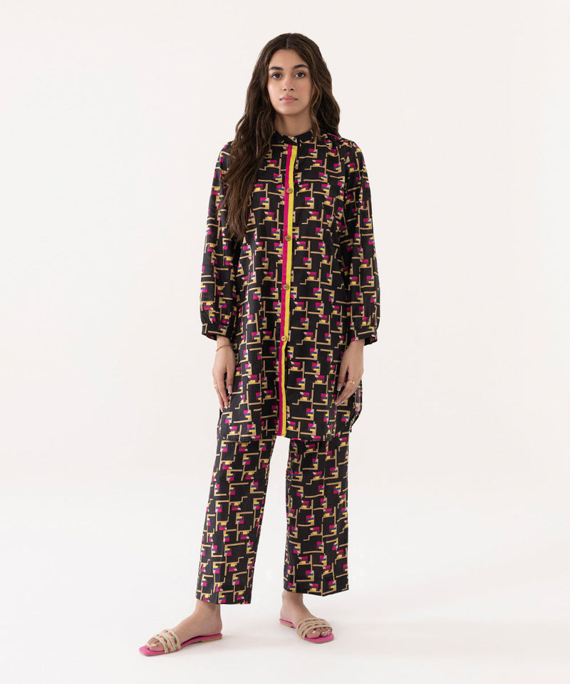 2 Piece - Printed Lycra Lawn Suit