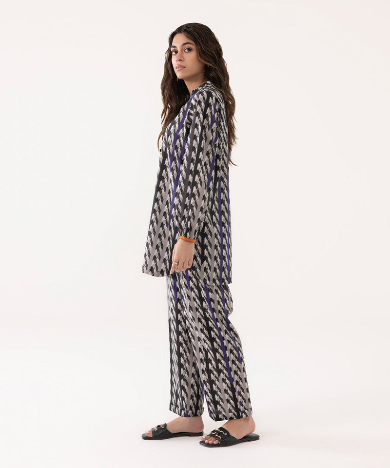 2 Piece - Printed Lycra Lawn Suit