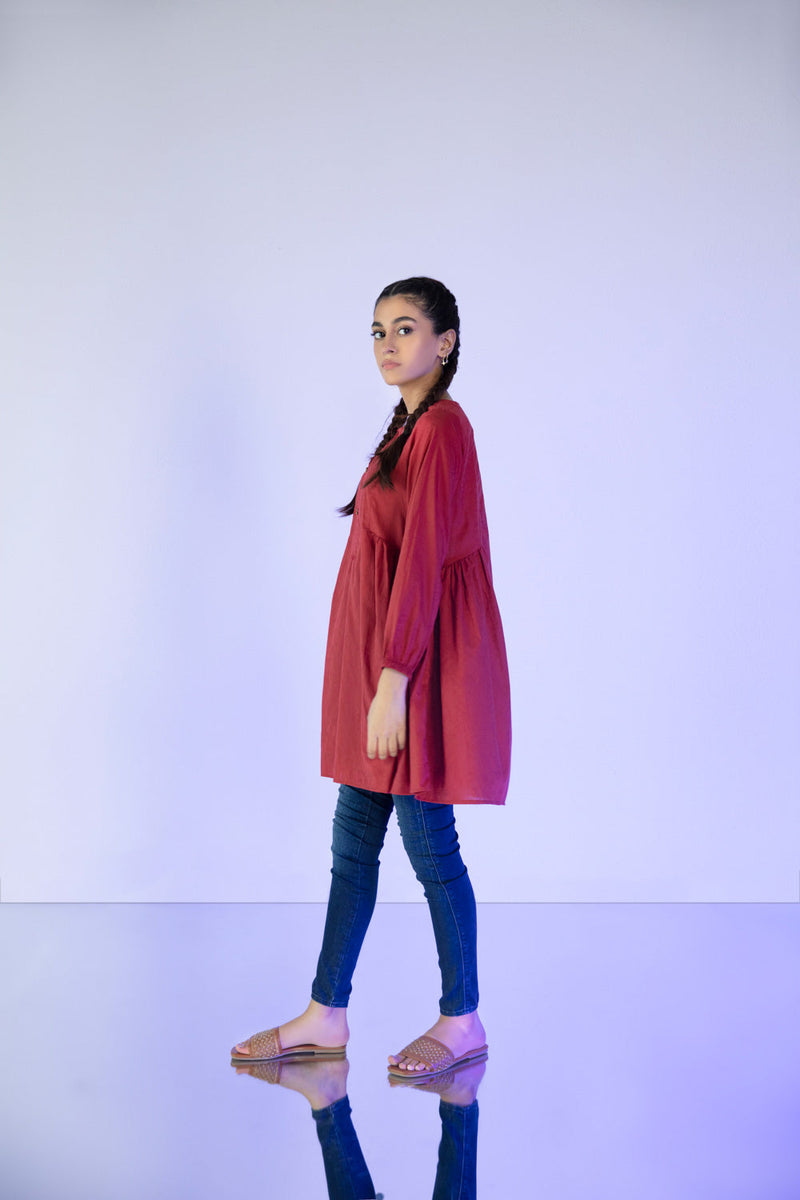 Solid Jacquard Kurti