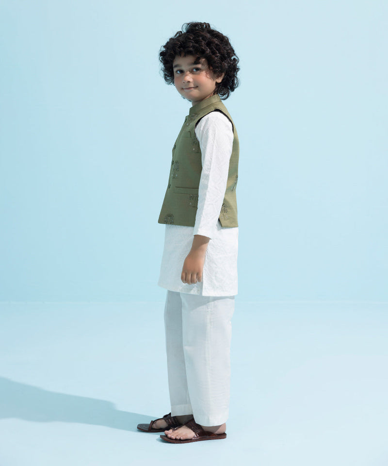 Embroidered Dobby Waistcoat