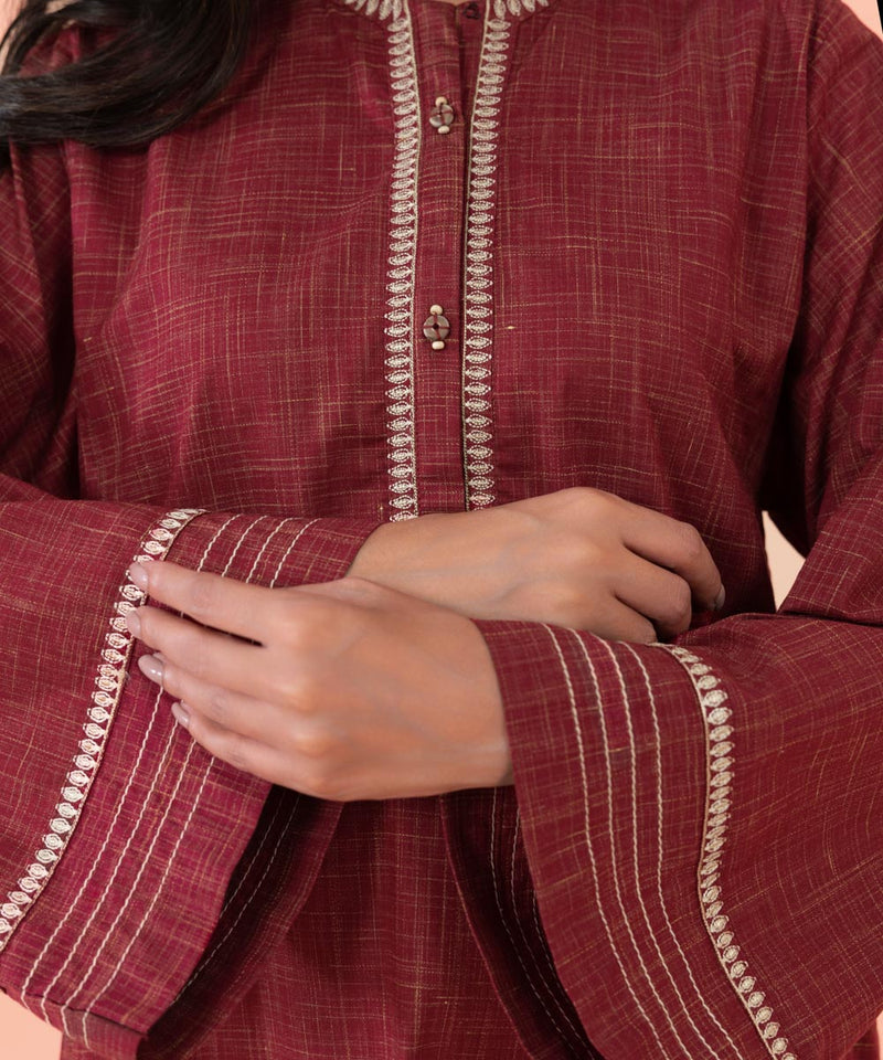 2 Piece - Embroidered Cotton Suit