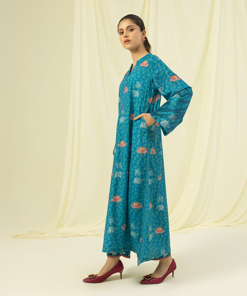 2 Piece - Printed Silk Suit
