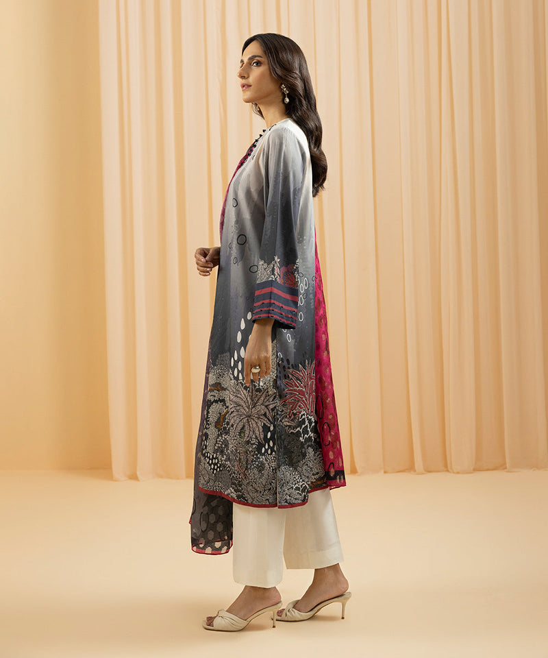 2 Piece - Printed Silk Suit