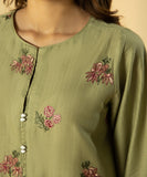 2 Piece - Embroidered Cotton Suit