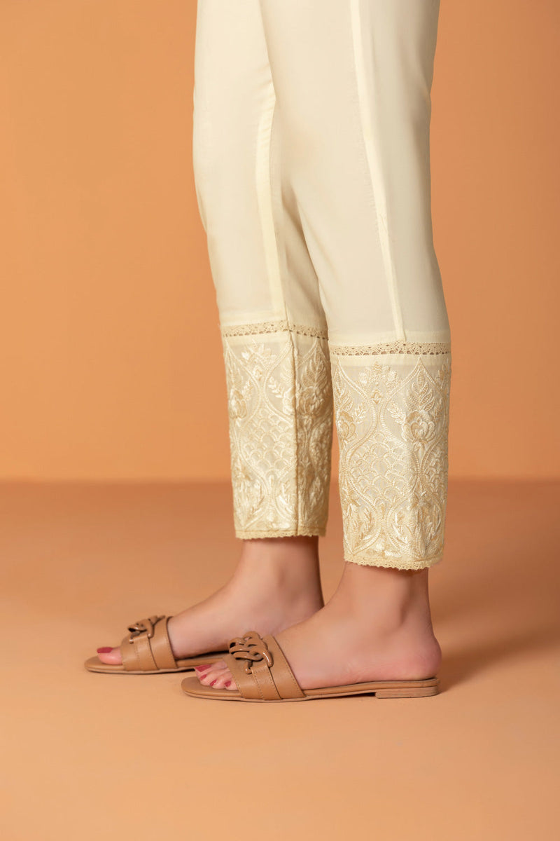 Embroidered Cambric Cigarette Pants