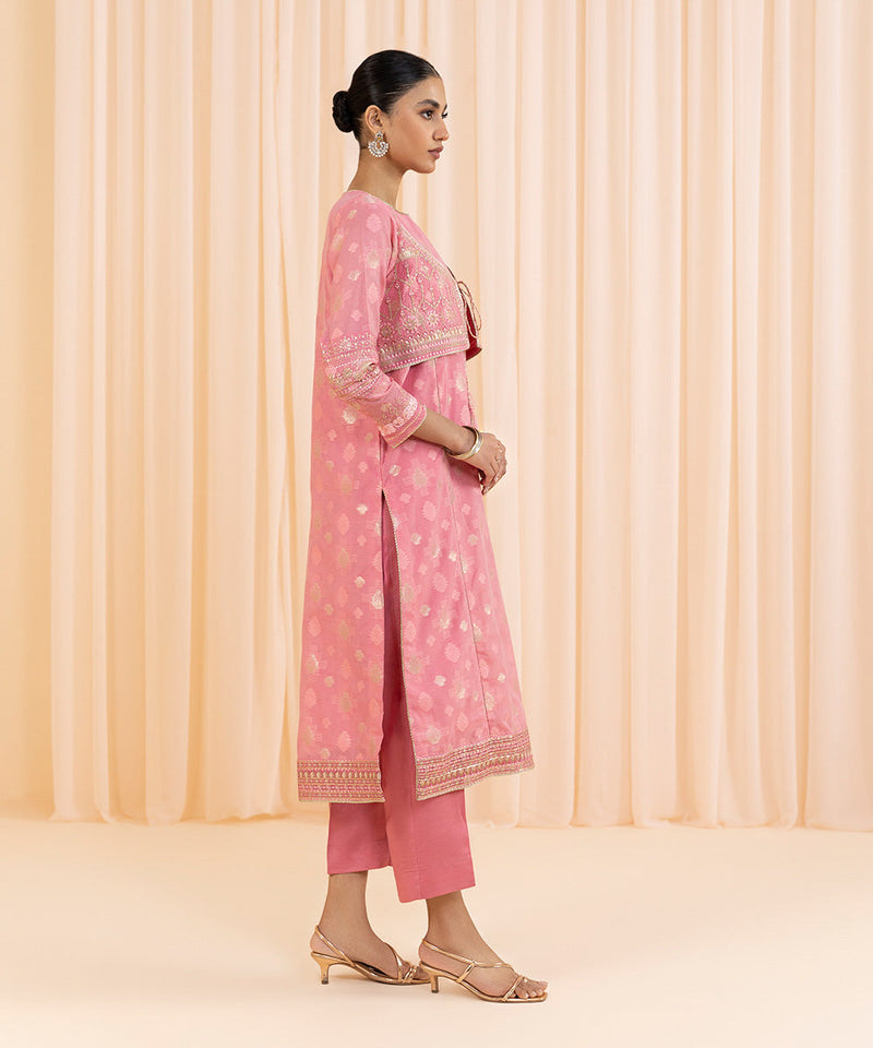 2 Piece - Embroidered Jacquard Suit